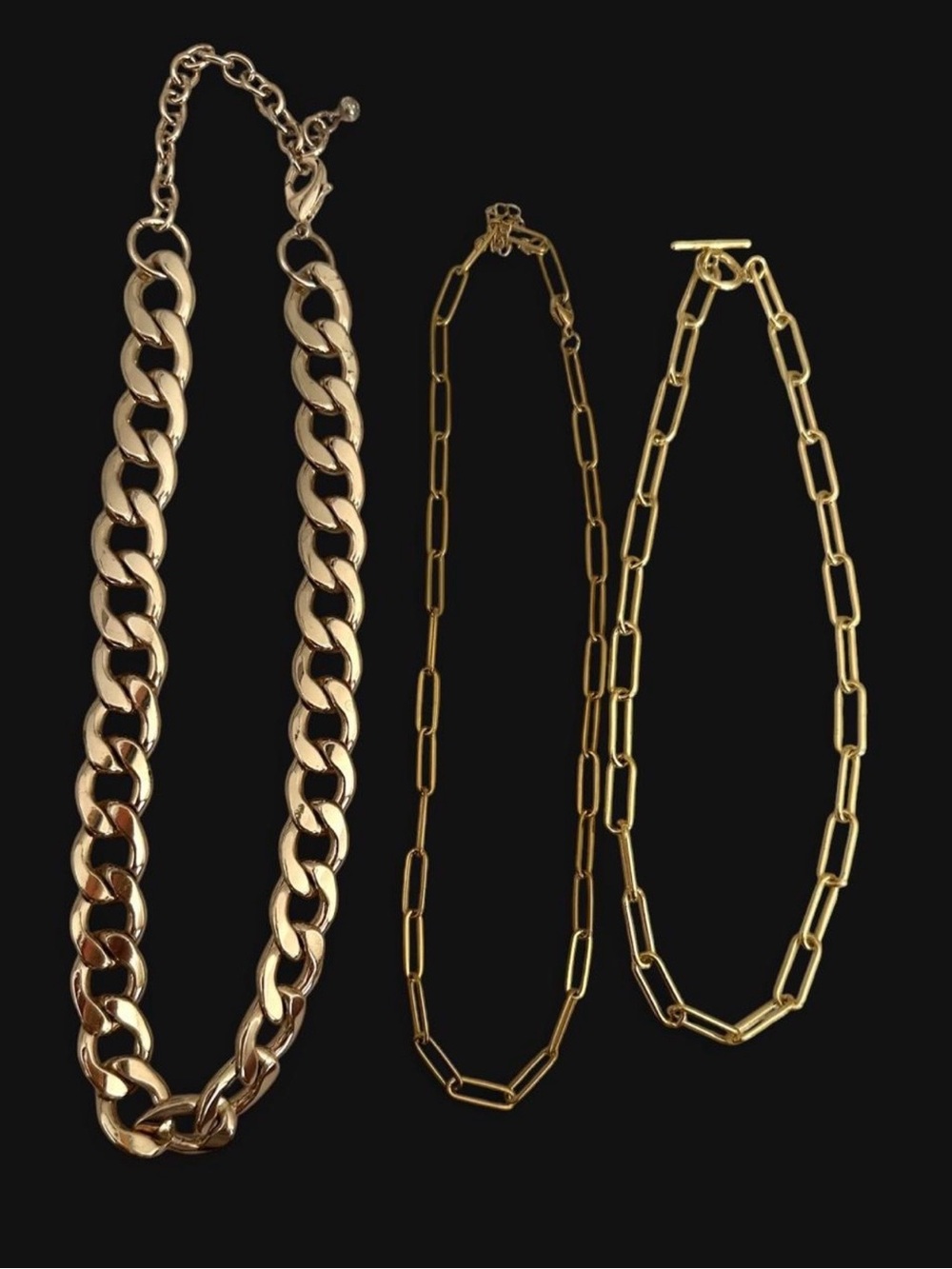 Gold Tone Chain Necklace Set (3) - Women Jewelry